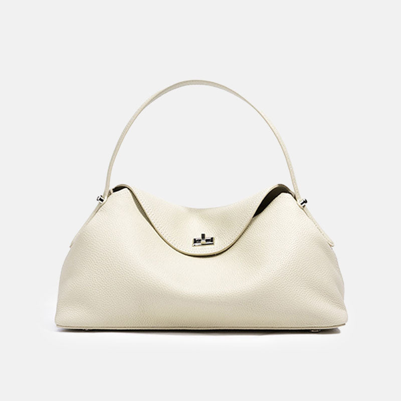 Women’s Minimalist Top-Grain Leather Silver Clasp Handbag image 4