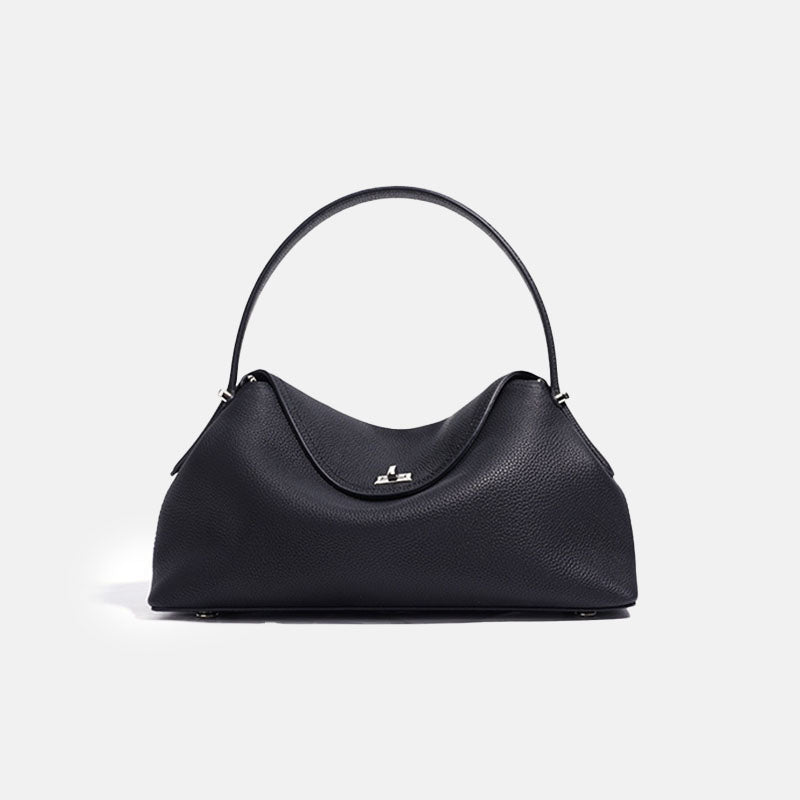 Women’s Minimalist Top-Grain Leather Silver Clasp Handbag image 5