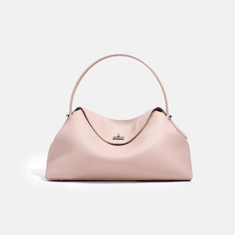 Women’s Minimalist Top-Grain Leather Silver Clasp Handbag image 6