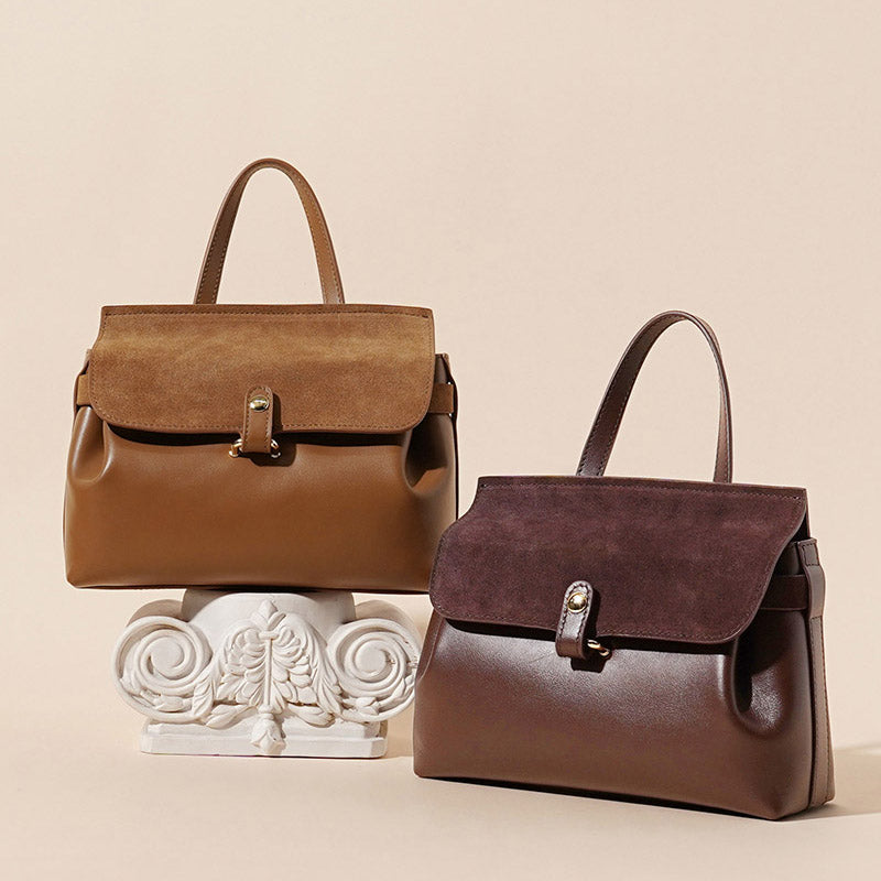 Women’s Minimalist Top Grain Leather & Suede Leather Crossbody Handbag image 7