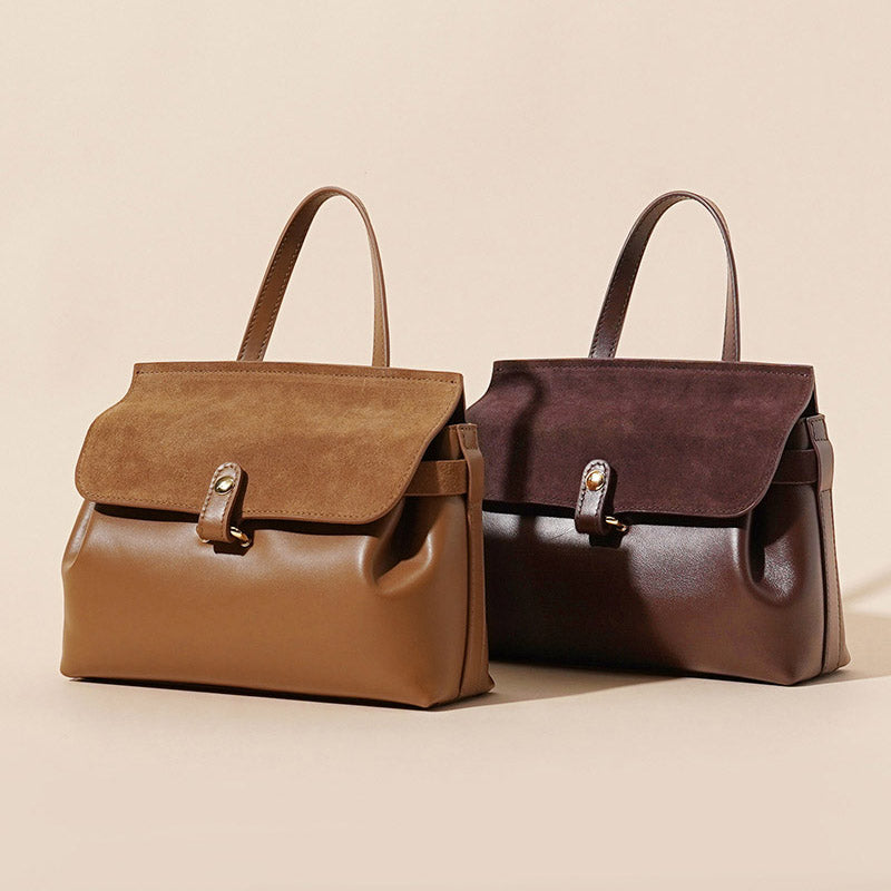Women’s Minimalist Top Grain Leather & Suede Leather Crossbody Handbag image 6