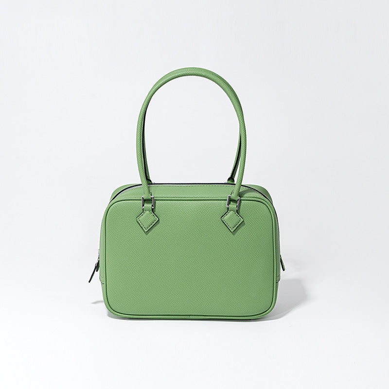 Women’s Minimalist Top Handle Zipper Bag In Genuine Leather image 5