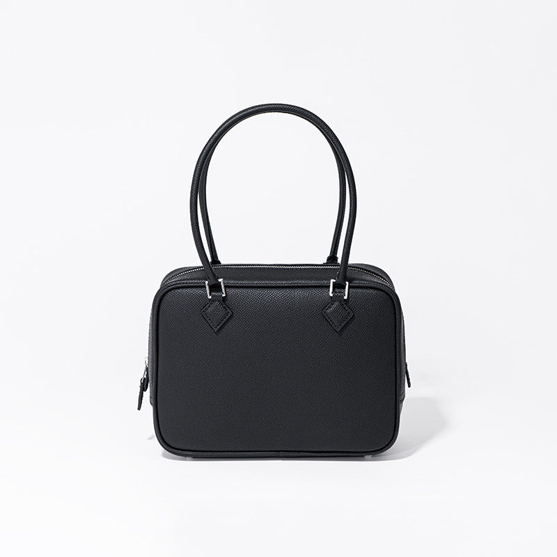 Women’s Minimalist Top Handle Zipper Bag In Genuine Leather image 7