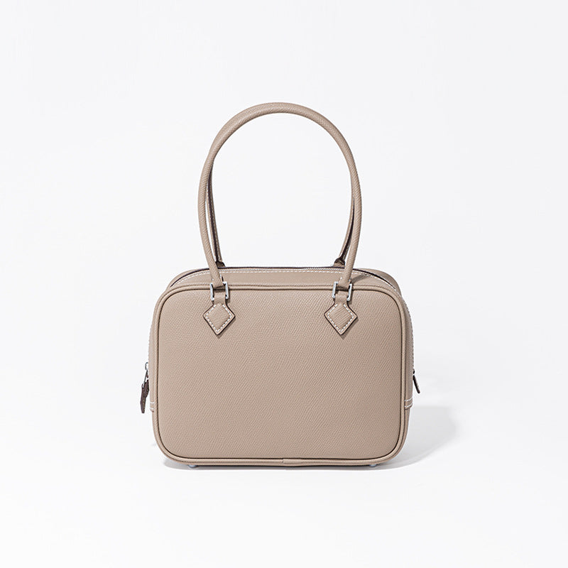 Women’s Minimalist Top Handle Zipper Bag In Genuine Leather image 8