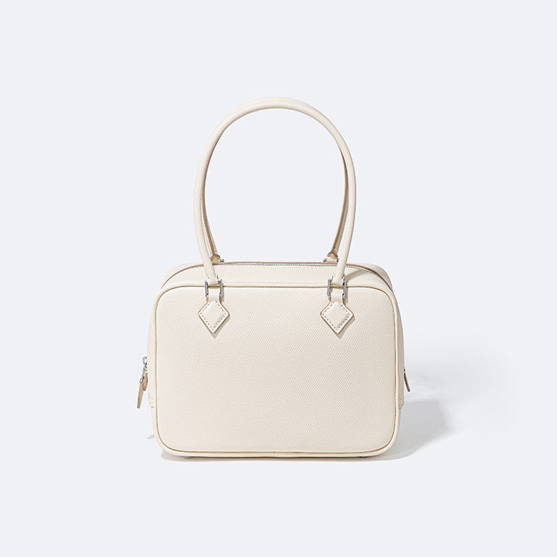Women’s Minimalist Top Handle Zipper Bag In Genuine Leather image 9