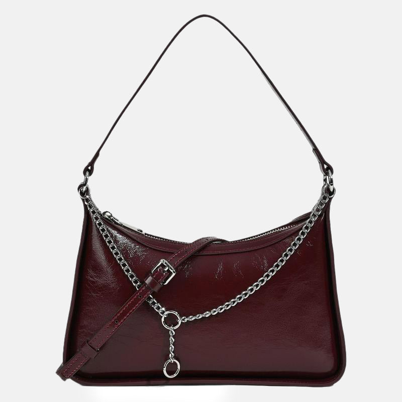 Women’s Minimalist Waxed Leather Chain Shoulder Bag image