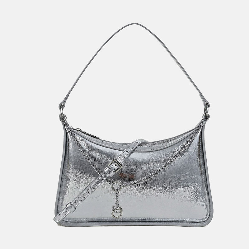 Women’s Minimalist Waxed Leather Chain Shoulder Bag image 6