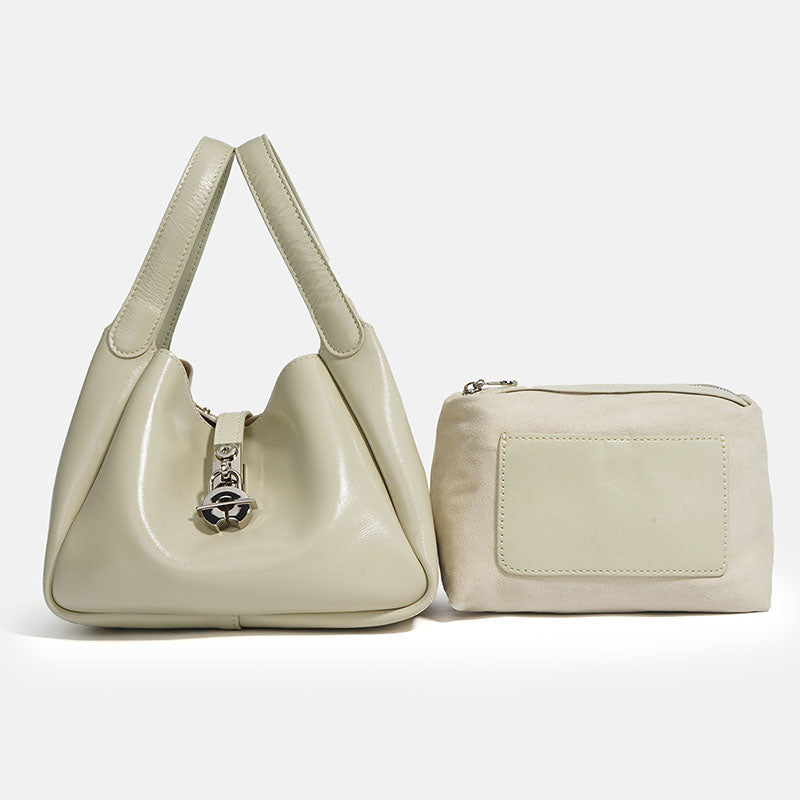 Women’s Minimalist Waxed Leather Lock Clasp Bucket Bag image 2