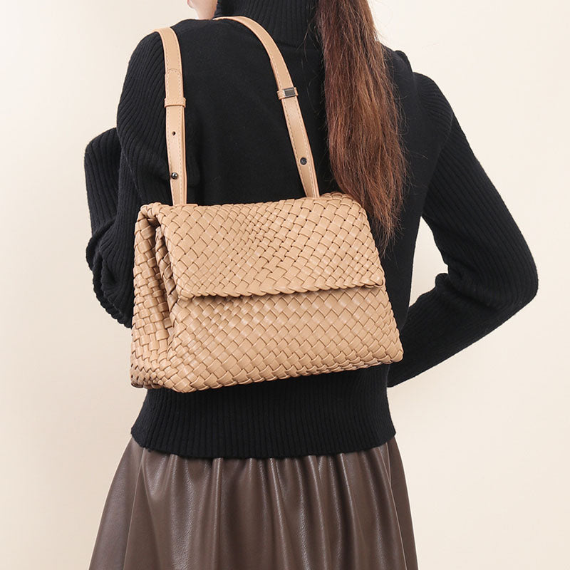 Women’s Minimalist Woven Flap Crossbody Shoulder Bags image 4