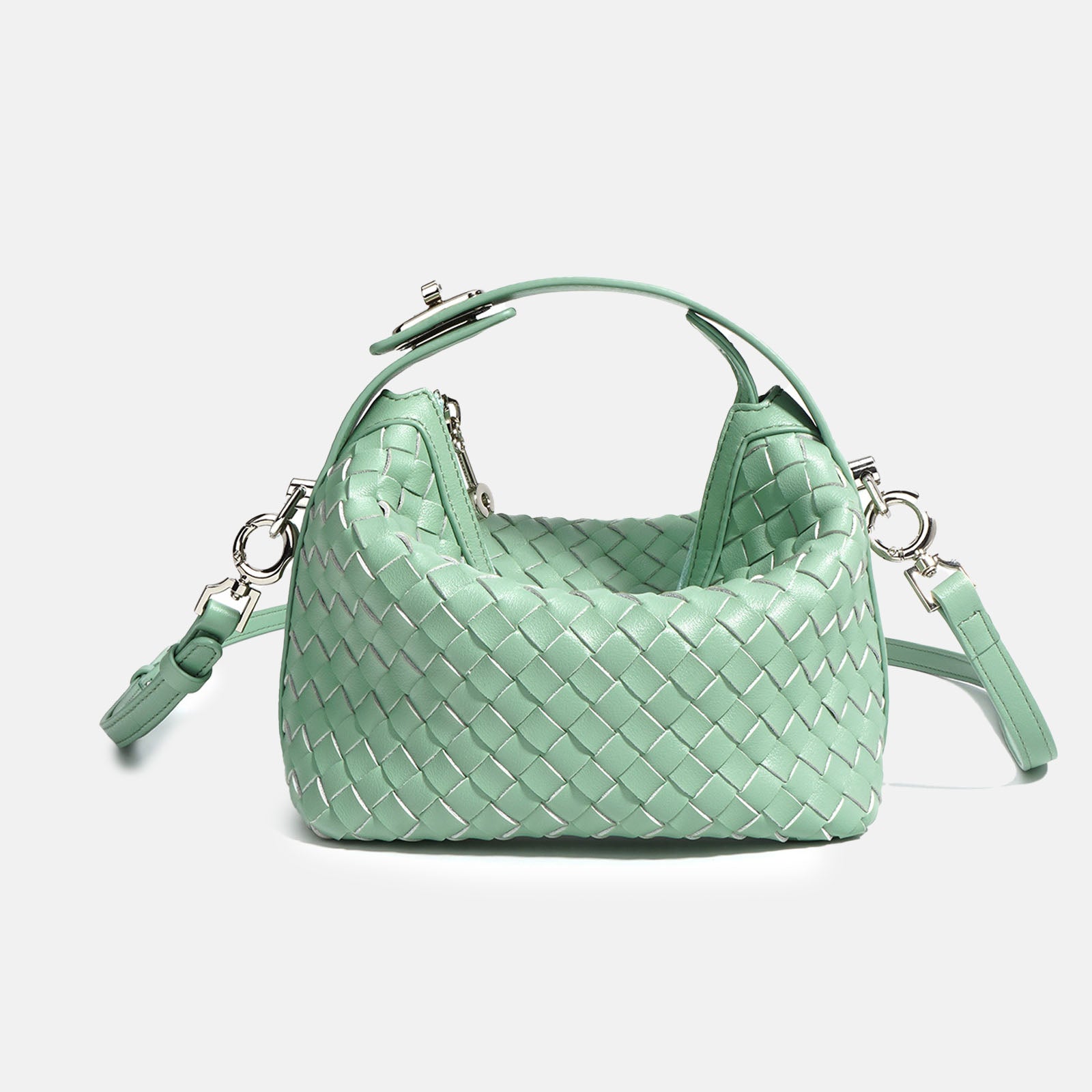 Women’s Minimalist Woven Genuine Leather Crossbody Handbag image 5