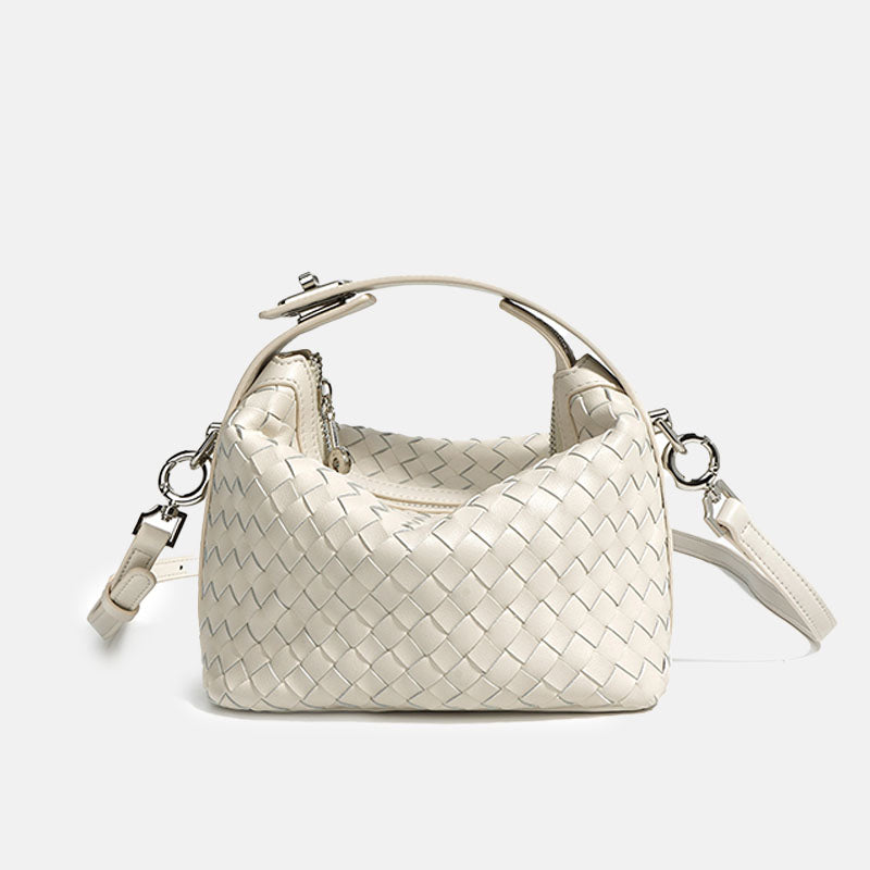 Women’s Minimalist Woven Genuine Leather Crossbody Handbag image