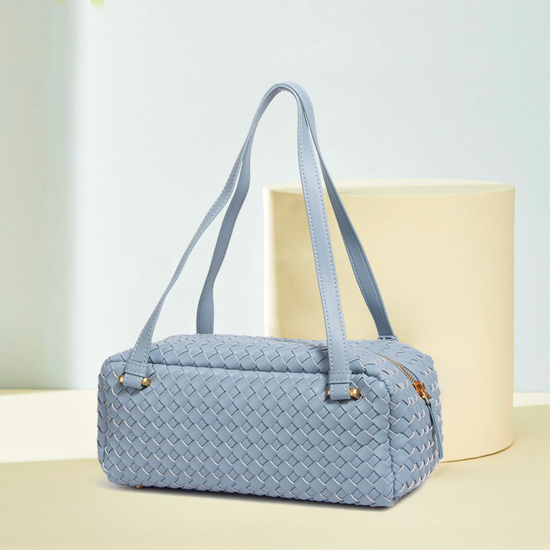 Women’s Minimalist Woven Genuine Leather Shoulder Bag image 9