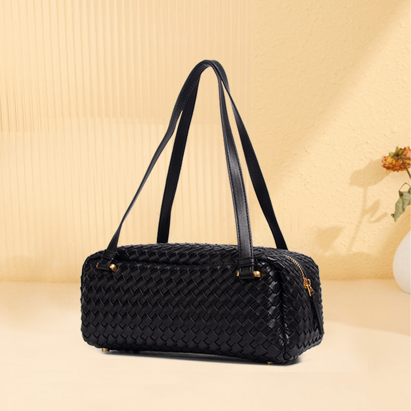 Women’s Minimalist Woven Genuine Leather Shoulder Bag image 4