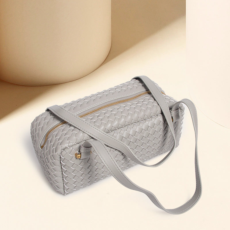 Women’s Minimalist Woven Genuine Leather Shoulder Bag image 7