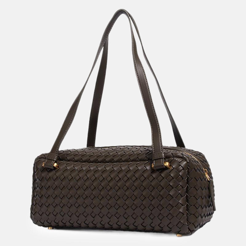 Women’s Minimalist Woven Genuine Leather Shoulder Bag image 2