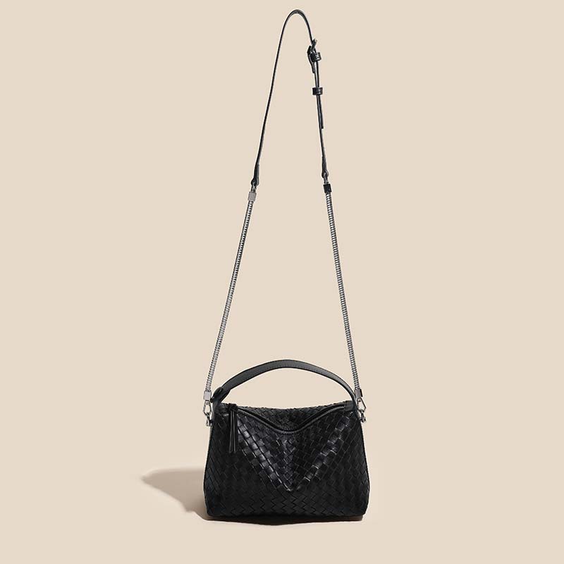 Women’s Minimalist Woven Leather Chain Handbag image 5