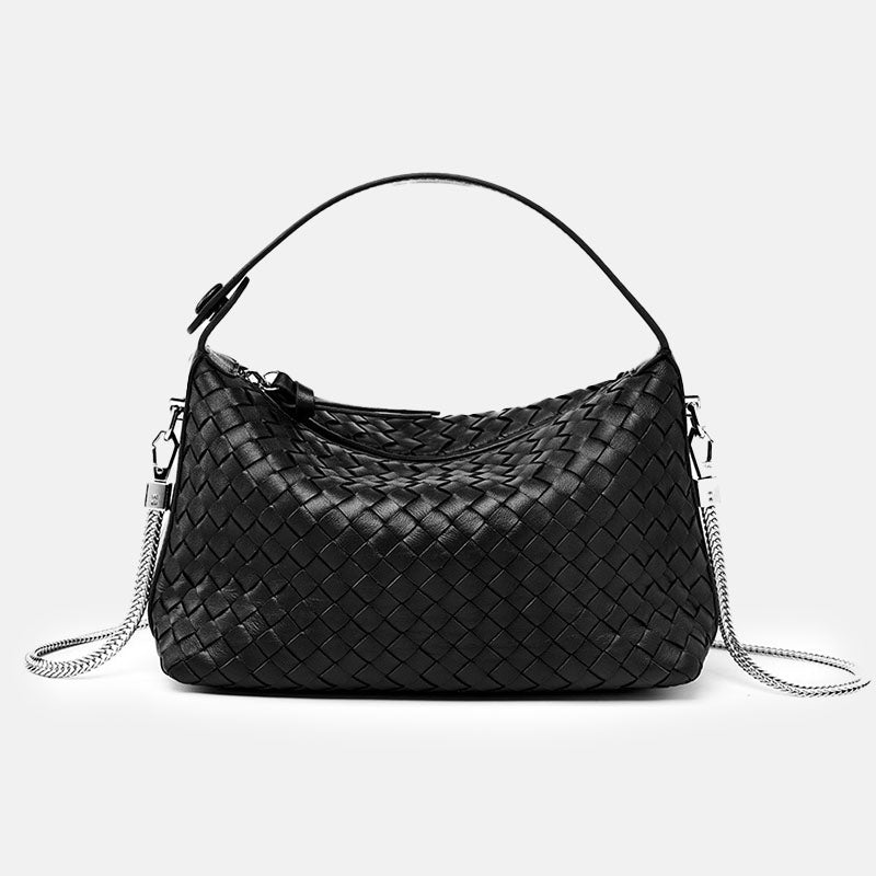 Women’s Minimalist Woven Leather Chain Handbag image 2