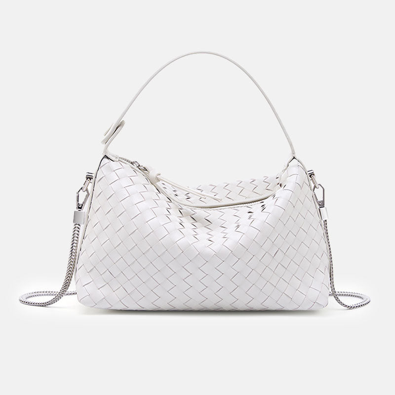 Women’s Minimalist Woven Leather Chain Handbag image 7