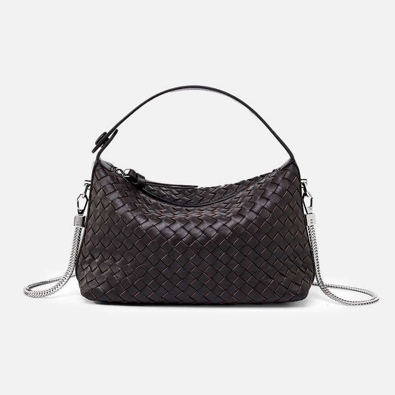 Women’s Minimalist Woven Leather Chain Handbag image 11