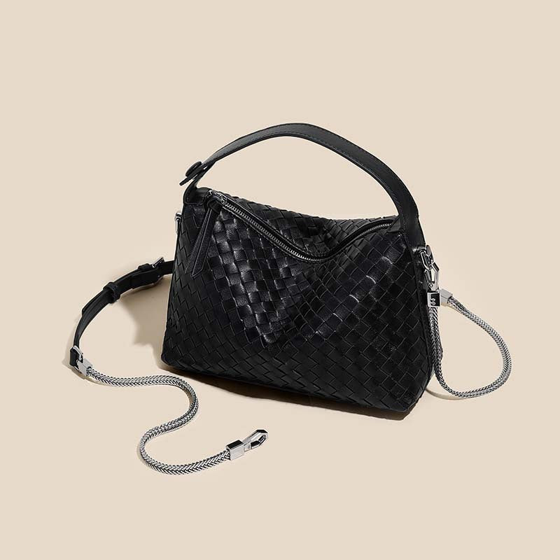 Women’s Minimalist Woven Leather Chain Handbag image 4