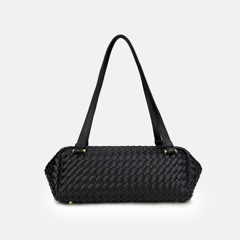 Women’s Minimalist Woven Leather Shoulder Baguette Bag image 3