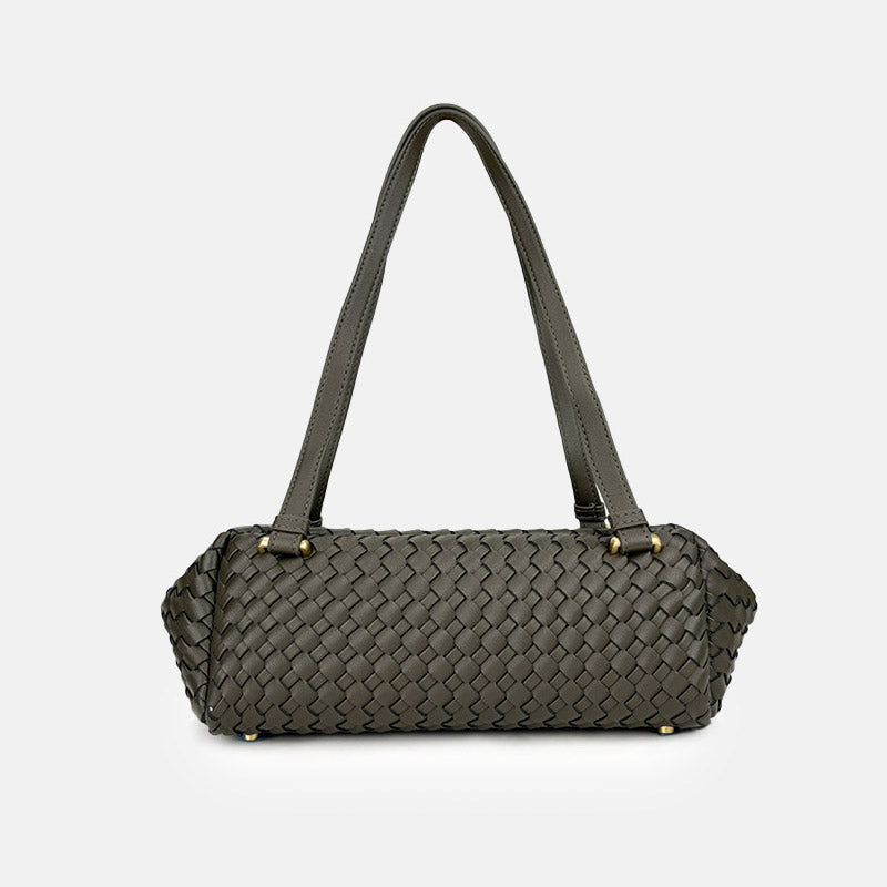 Women’s Minimalist Woven Leather Shoulder Baguette Bag image 6