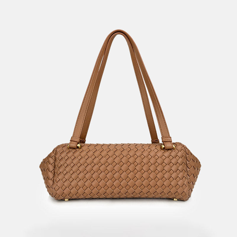 Women’s Minimalist Woven Leather Shoulder Baguette Bag image