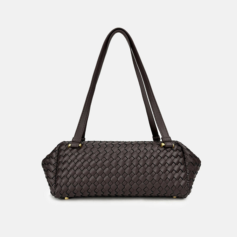 Women’s Minimalist Woven Leather Shoulder Baguette Bag image 7