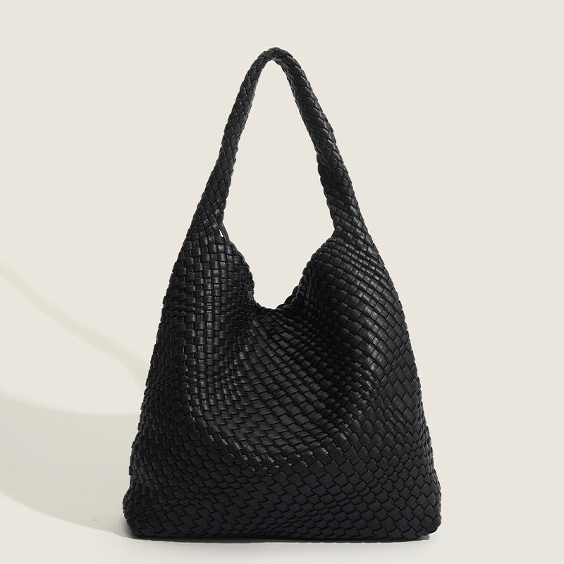 Women’s Minimalist Woven PU Material Shoulder Tote Bag image