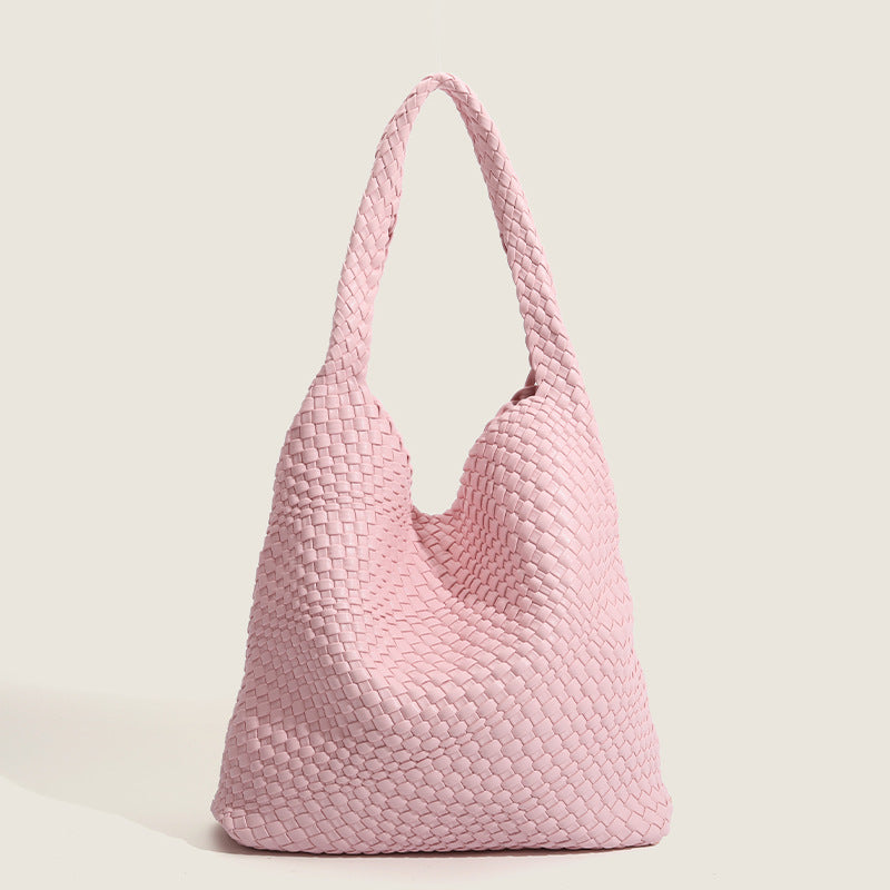 Women’s Minimalist Woven PU Material Shoulder Tote Bag image 2