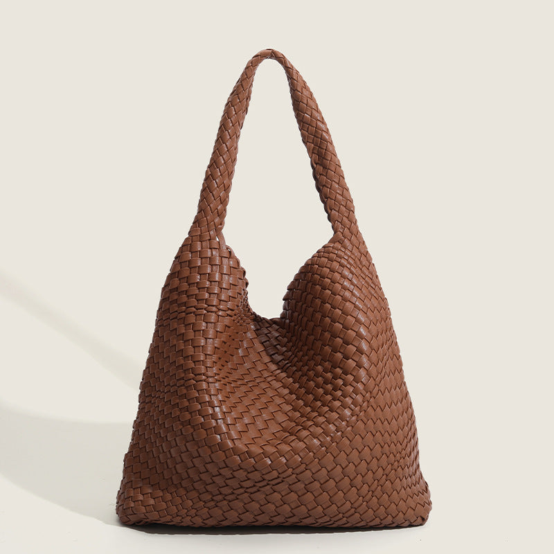 Women’s Minimalist Woven PU Material Shoulder Tote Bag image 3