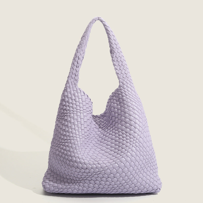 Women’s Minimalist Woven PU Material Shoulder Tote Bag image 4