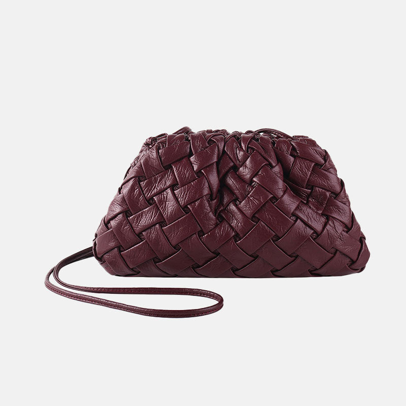 Women’s Minimalist Woven Pleated Cloud Shaped Crossbody Shoulder Clutch Bag image