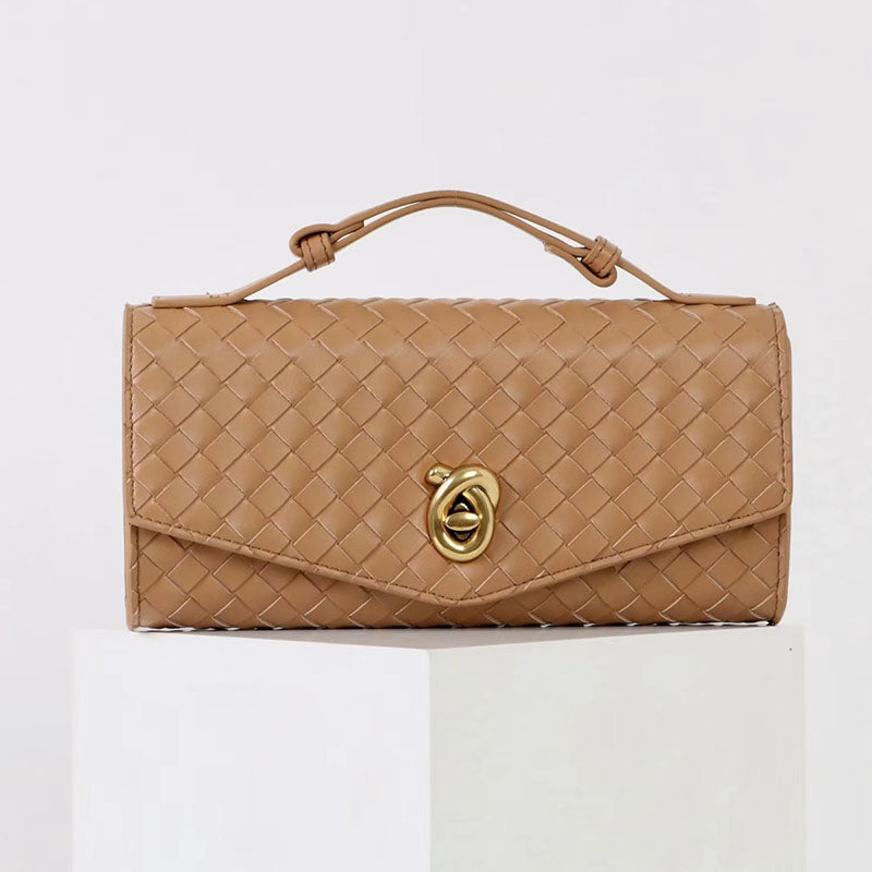 Women’s Minimalist Woven Split Leather Top Handle Clutch Bag image