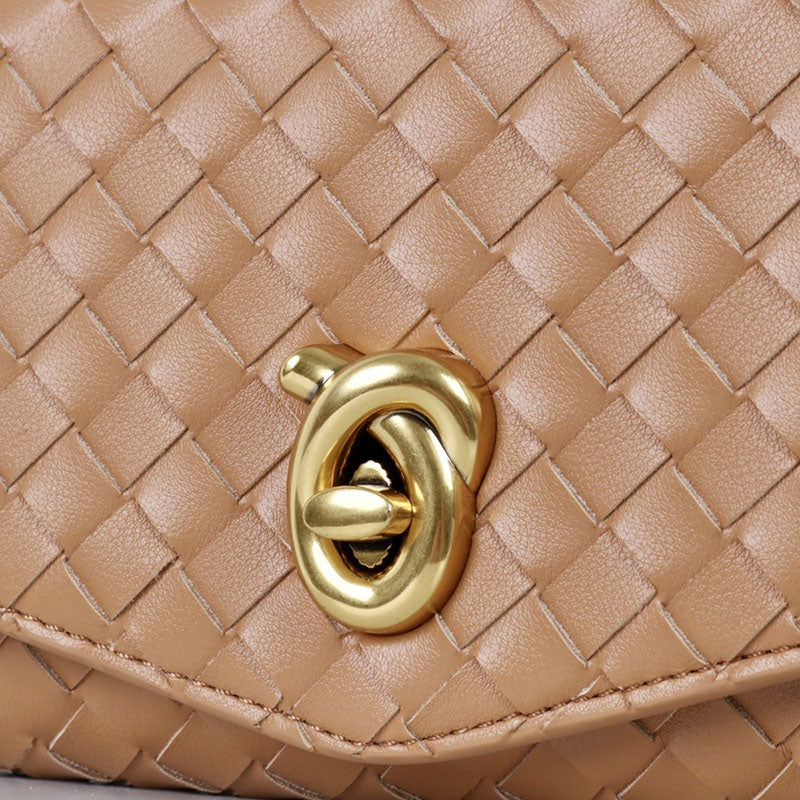Women’s Minimalist Woven Split Leather Top Handle Clutch Bag image 2