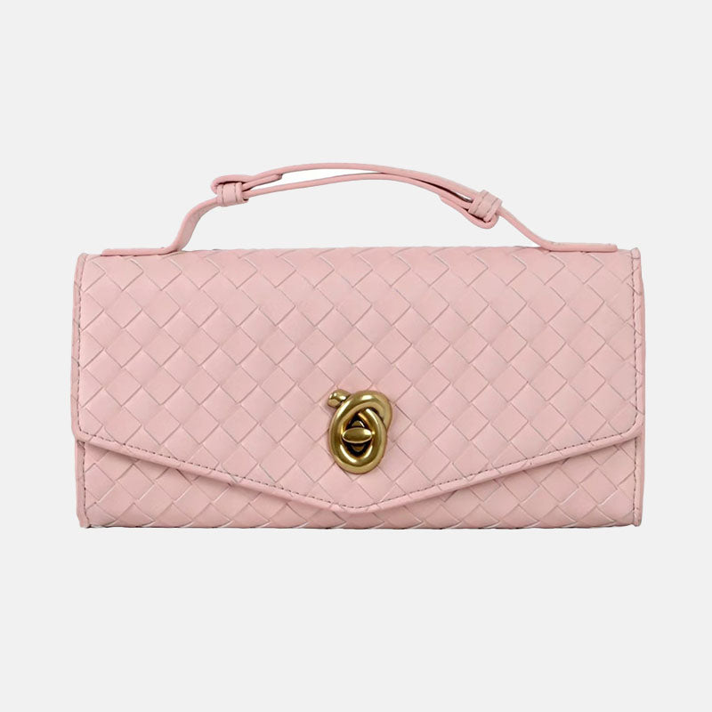Women’s Minimalist Woven Split Leather Top Handle Clutch Bag image 4