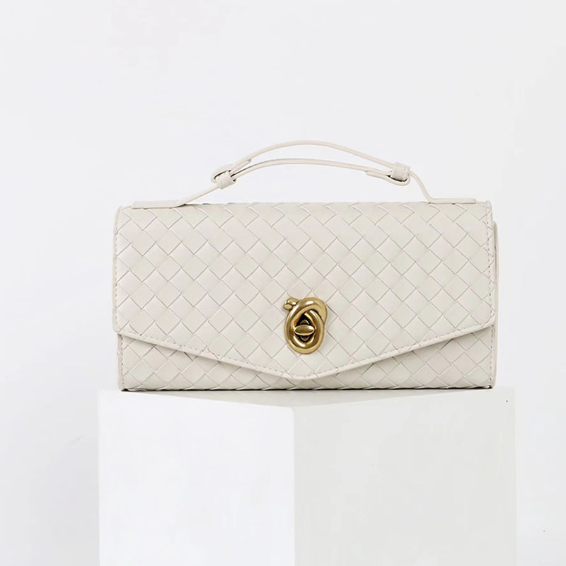 Women’s Minimalist Woven Split Leather Top Handle Clutch Bag image 6