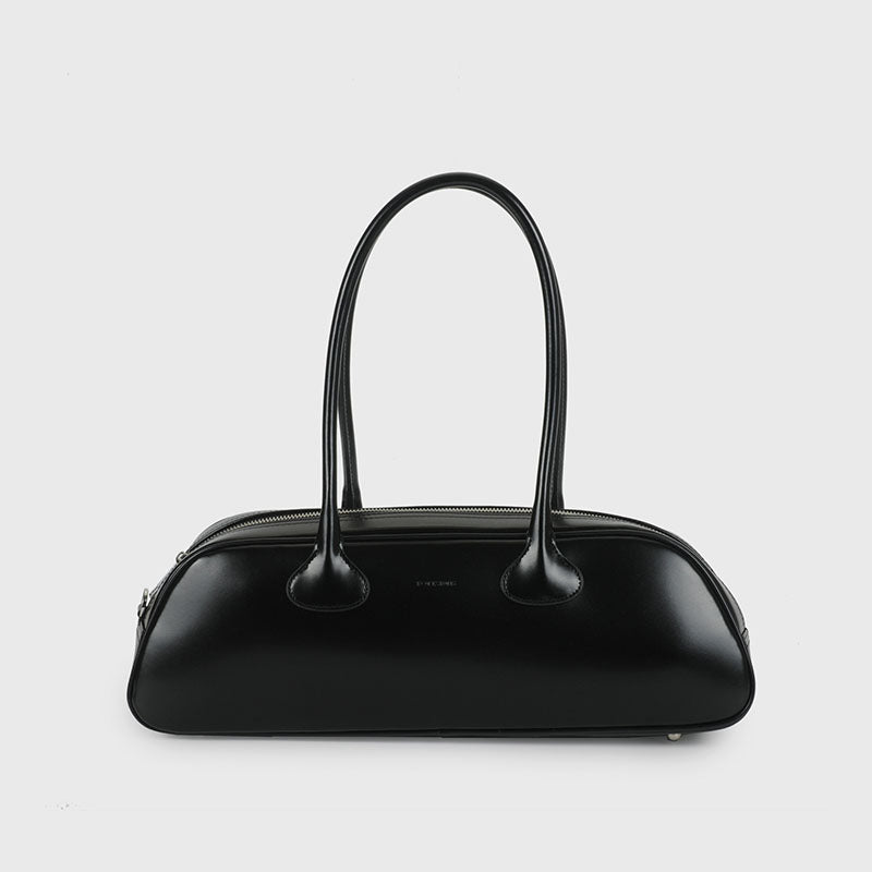 Women’s Minimalist Zipper Single Shoulder Baguette Bag in Genuine Leather image 5