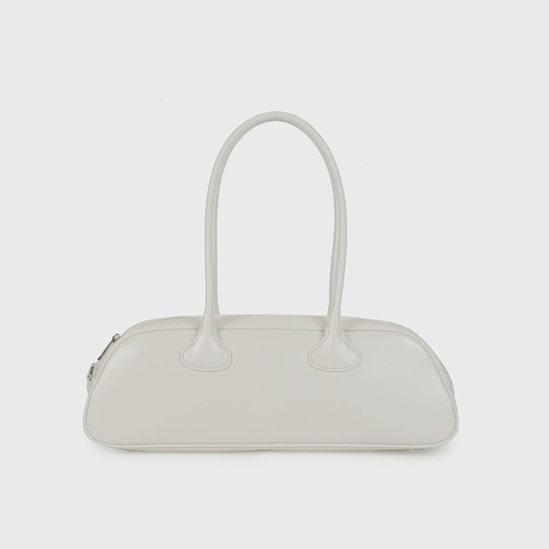 Women’s Minimalist Zipper Single Shoulder Baguette Bag in Genuine Leather image 7