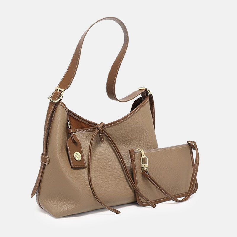 Women’s Mocha Gray Genuine Leather Shoulder Tote Bag image 2