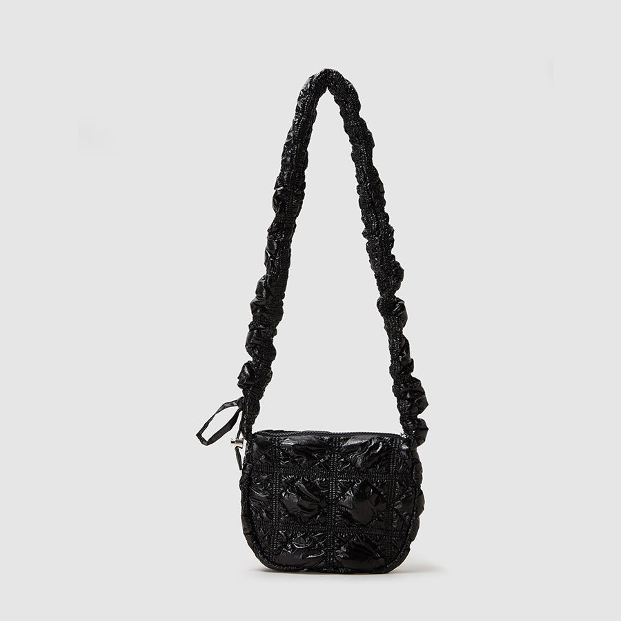 Women’s Nylon Crossbody Puffer Bag with Pleats image 6