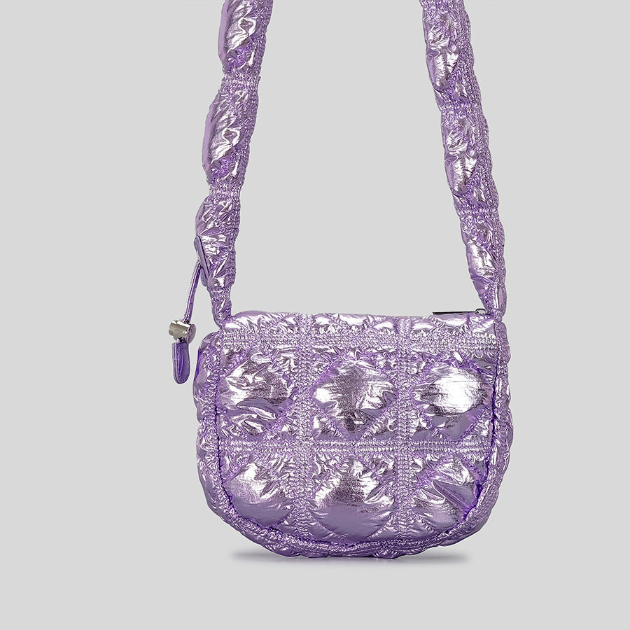 Women’s Nylon Crossbody Puffer Bag with Pleats image 4