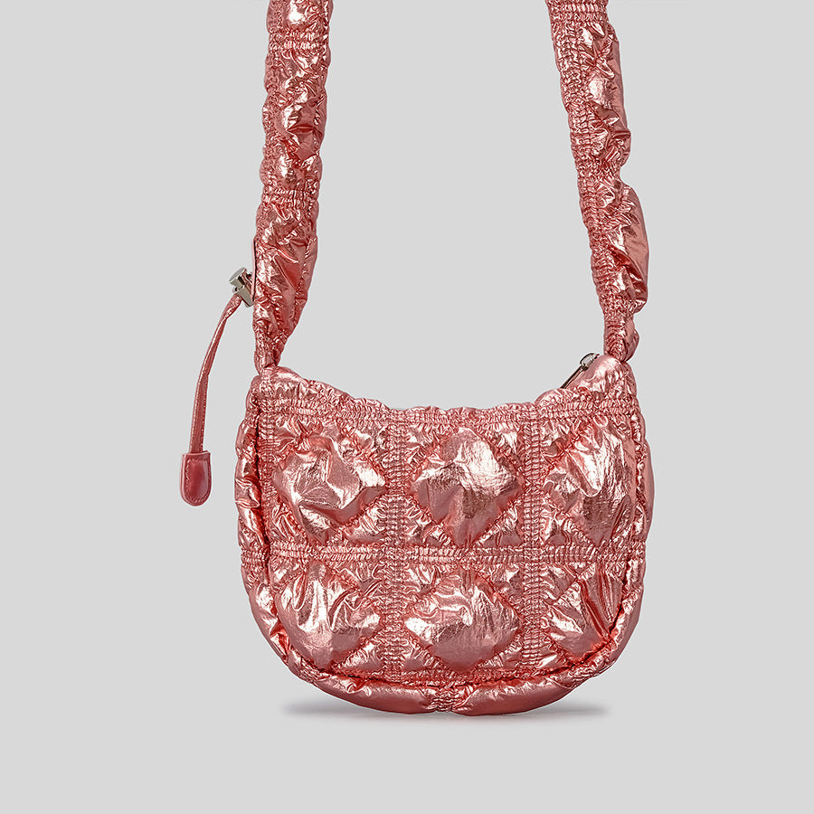 Women’s Nylon Crossbody Puffer Bag with Pleats image 8