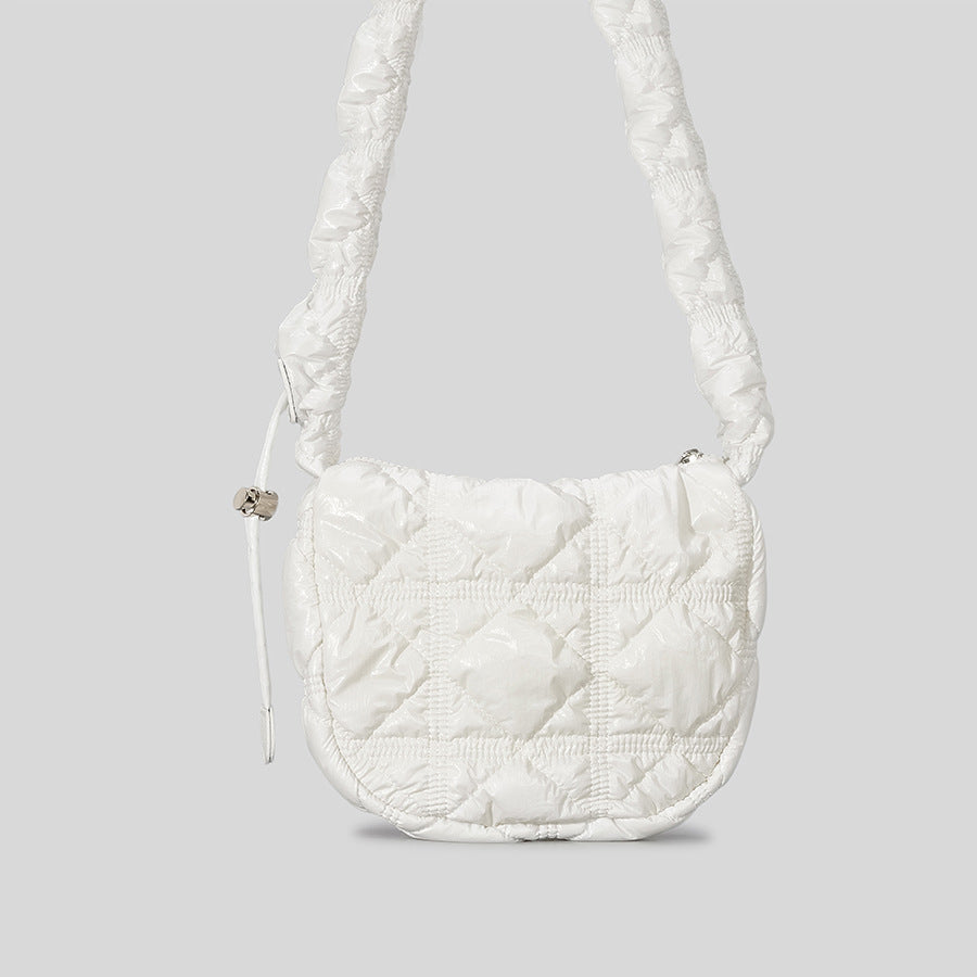 Women’s Nylon Crossbody Puffer Bag with Pleats image 9