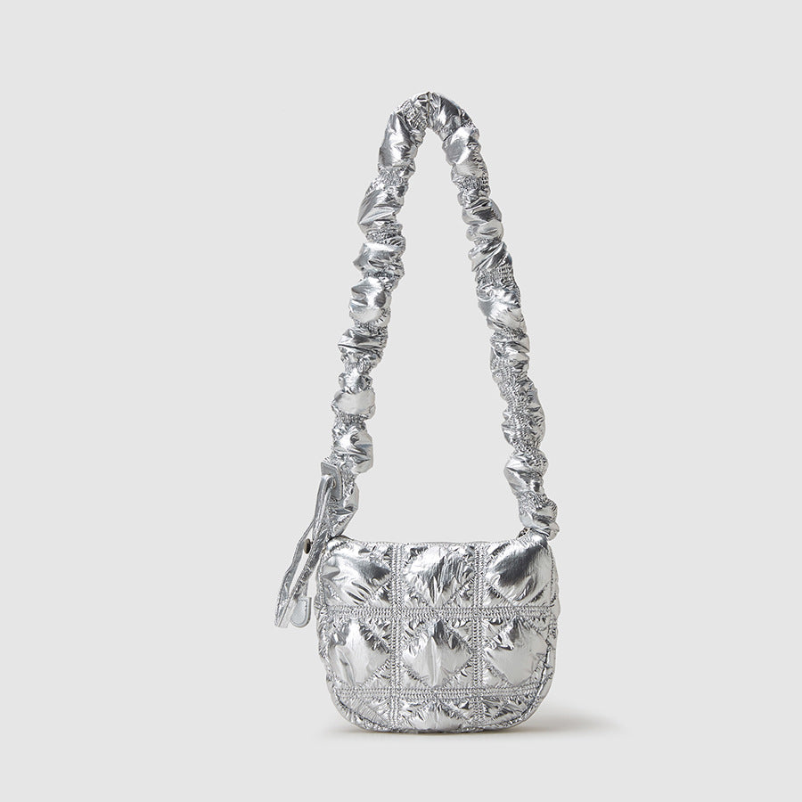 Women’s Nylon Crossbody Puffer Bag with Pleats image