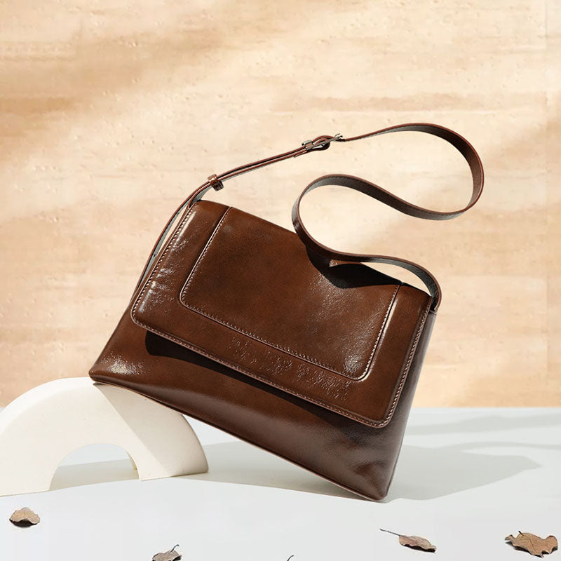 Women’s Oil Wax Genuine Leather Vintage Crossbody Shoulder Messenger Bags image 3