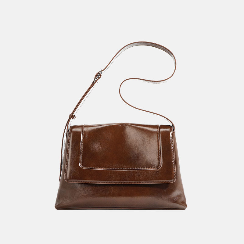 Women’s Oil Wax Genuine Leather Vintage Crossbody Shoulder Messenger Bags image