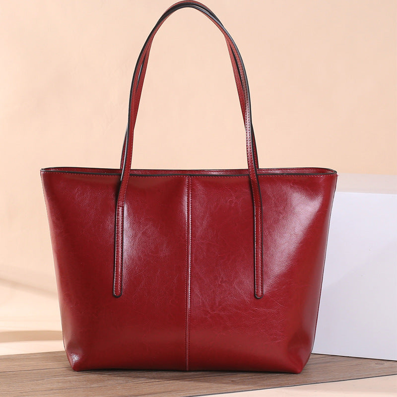 Women’s Oily Genuine Leather Large Tote Bags image 6