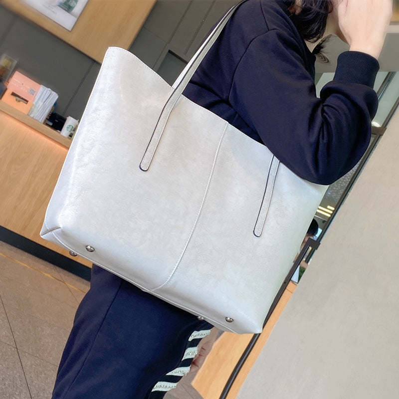 Women’s Oily Genuine Leather Large Tote Bags image 10