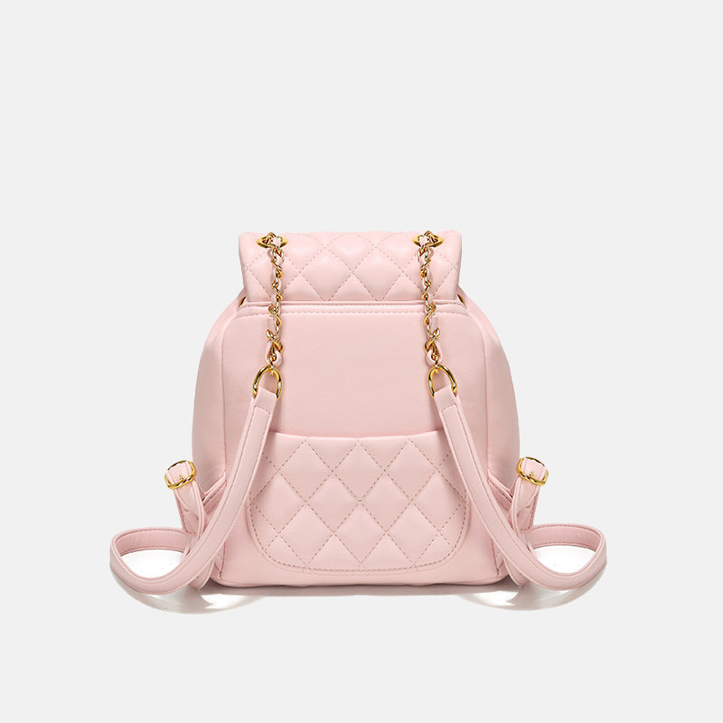 Women’s PU Leather Backpack with Diamond Pattern image 4